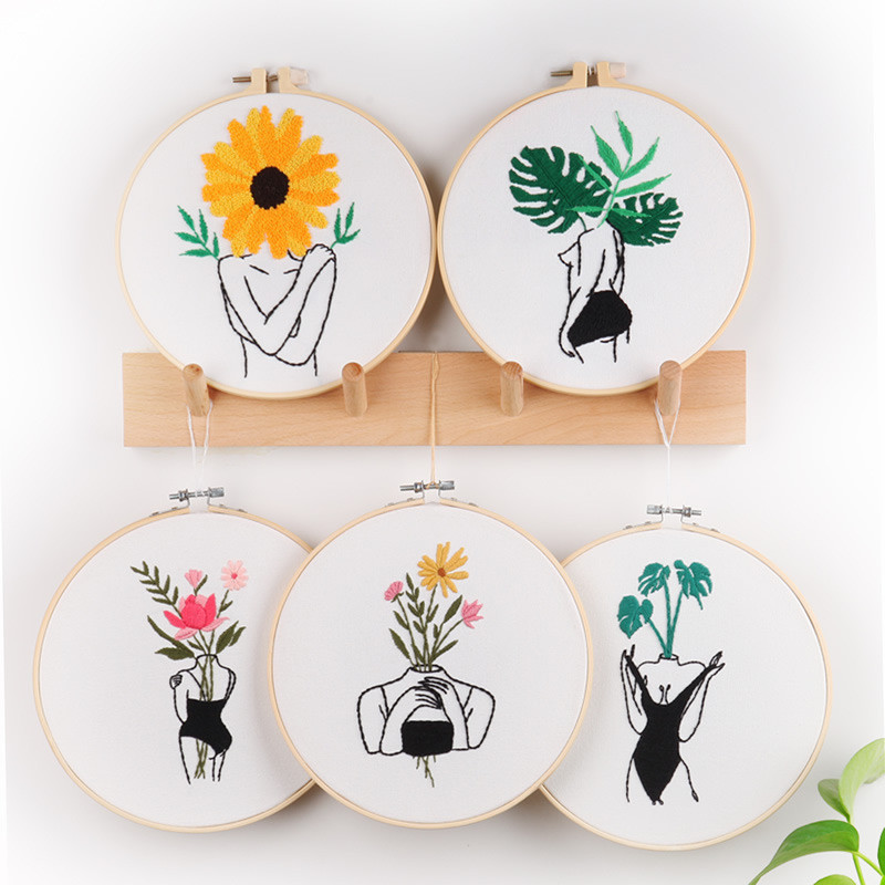 Modern Abstract Body & Botanical Embroidery DIY Kit | 5 Design Styles