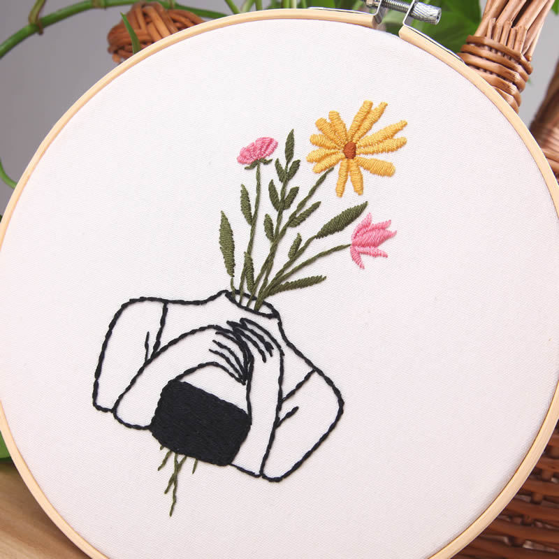 Modern Abstract Body & Botanical Embroidery DIY Kit | 5 Design Styles - Image 3