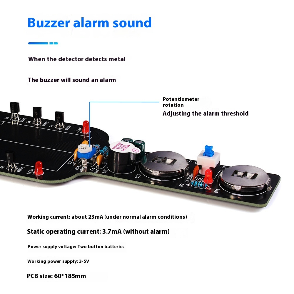 DIY Handheld Metal Detector Kit with Dual LED & Buzzer Alarm - Image 2